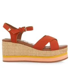 GIOSEPPO BRICK RED WEDGE SANDALS FOR WOMEN SEGET
