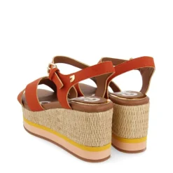 GIOSEPPO BRICK RED WEDGE SANDALS FOR WOMEN SEGET